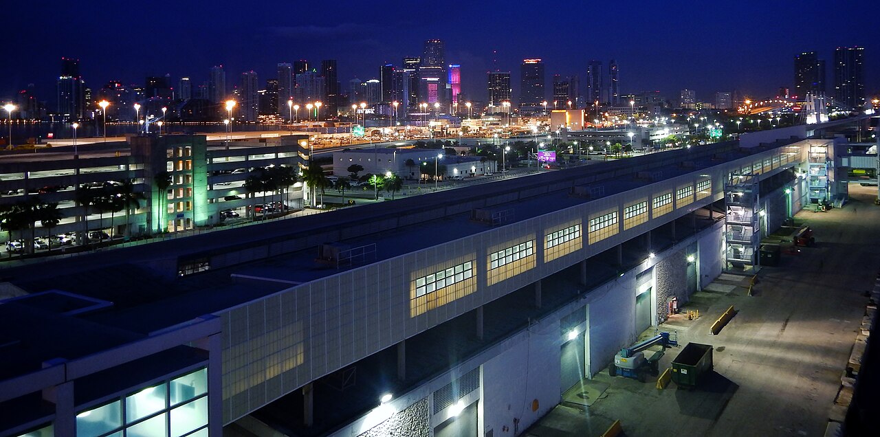 Downtown Miami skyline seen from PortMiami